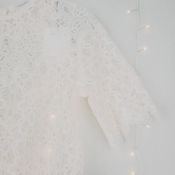 Sandro Paris Alycia Guipure Lace Scalloped Victorian Blouse Nude White NWT Small - Picture 5 of 14